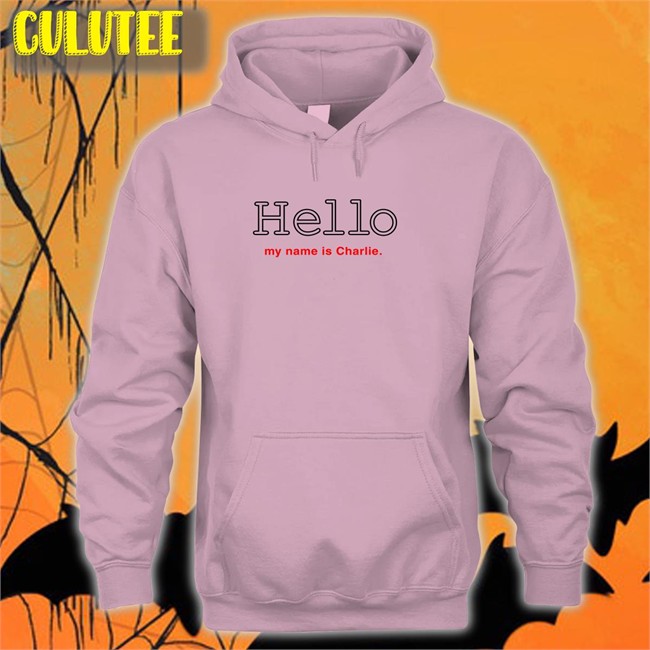 Poorly Translated Shirts Hello My Name Is Charlie Classic Hoodie Pink Translatedtees