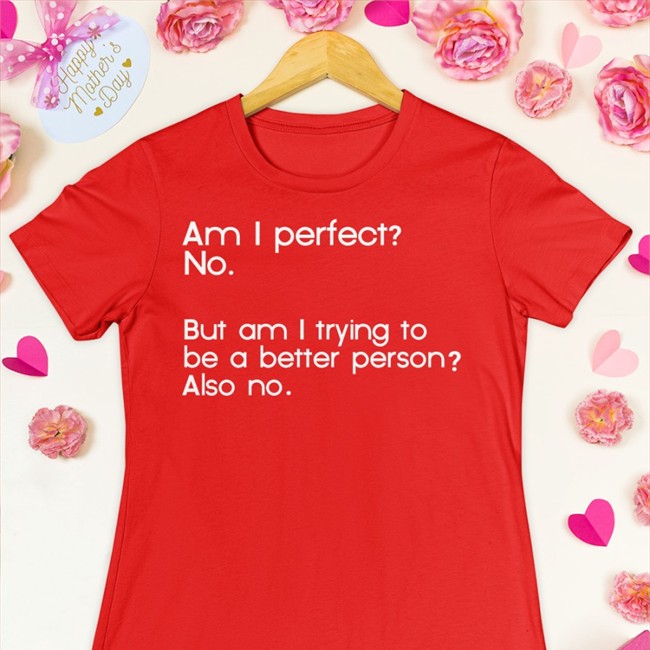 Am I Perfect No But Am I Trying To Be A Better Person Also No Hooded Sweatshirt Weird Thrift Store Shirts