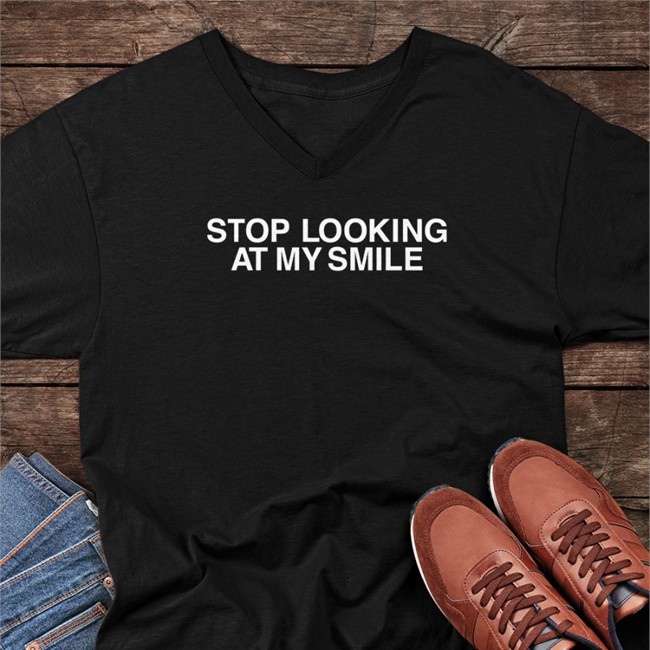 Knj Merch Stop Looking At My Smile Black T Shirt Fanjoy