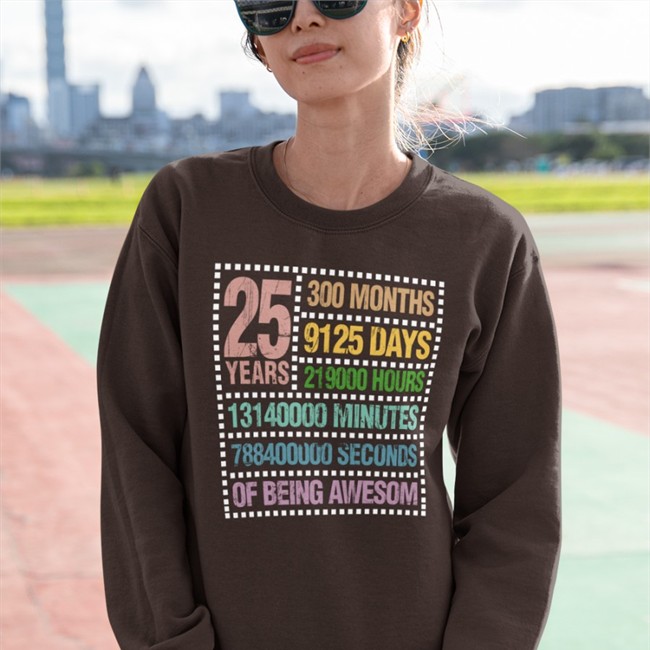 Pengu 25 Years300 Months 9125 Days 219000 Hours 13140000 Minutes 788400000 Seconds Of Being Awesom Tee Shirt