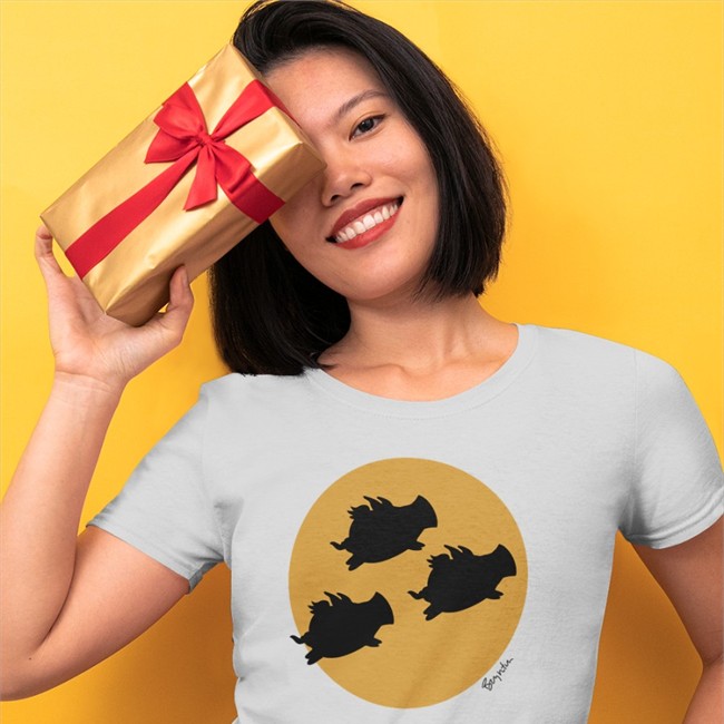When Pigs Fly Across The Moon By Sandra Boynton T-Shirt